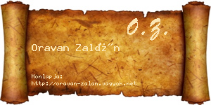 Oravan Zalán névjegykártya